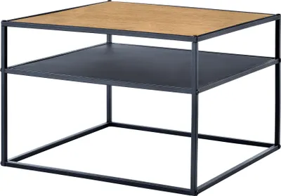 Produktbild von Beistelltisch Quinisut 40 x 55 x 55 cm Sofatisch mit unterer Ablage Wohnzimmertisch Metallgestell Holz-Optik/Schwarz