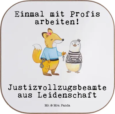 Produktbild von Mr. & Mrs. Panda Untersetzer Tasse Justizvollzugsbeamte Leidenschaft - Weiß - Geschenk, Coaster, Witzig, Gläser, für, Gefängnis, Holzuntersetzer, Lustig, Spruch, Glas