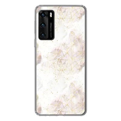 Produktbild von MuchoWow® Handyhülle Schutzhülle Hülle für Huawei P40 Marmor - Geometrie - Gold Silikon Softcase Handy Hülle - Handytasche