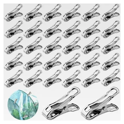 Produktbild von 50 Stück Gewächshausklemmen aus Edelstahl für Pflanzenclips und Halterungen