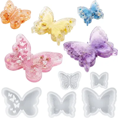 Imagen del producto de Molde de resina epoxi con forma de mariposa, de 5 piezas, para decoración