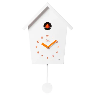 Produktbild von Cuco Clock Kuckucksuhr REIHENHAUS mit Pendeluhr Wanduhr, Moderne Schwarzwalduhr, 28,3 × 22,8 × 10,4cm, Pendeluhr mit Nachtruhefunktion, Vogelgezwitscher, Vogelstimme