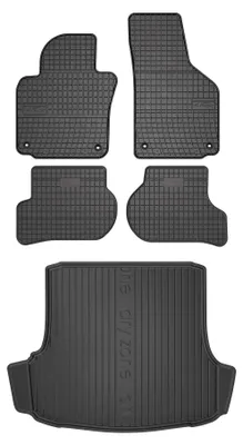 Produktbild von Gummimatten + Kofferraumwanne für Skoda Octavia II 2004-2013 (Liftback, Standard-Kofferraum) – Schwarz, passgenau – Wielganizator SolidPRO