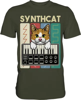 Produktbild von Modularer Synthesizer Analog Vintage Katze Wellen T-Shirt – Urban Khaki / XXL