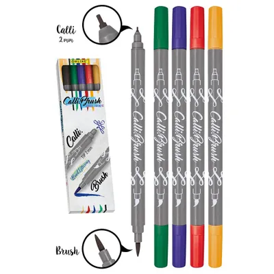 Produktbild von ONLINE Schreibgeräte Calli, 5 Stück(e), Schwarz, Grün, Violett, Rot, Gelb, Pinselspitze, Grau, Kunststoff, 2 mm