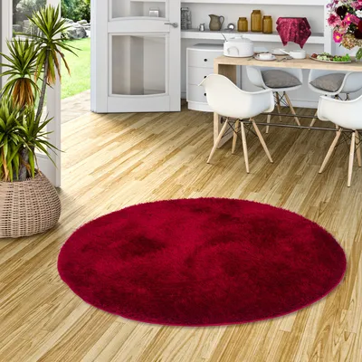 Produktbild von Hochflor Shaggy Teppich Luxus Feeling Mix Rot Rund, Größe:400 cm Rund
