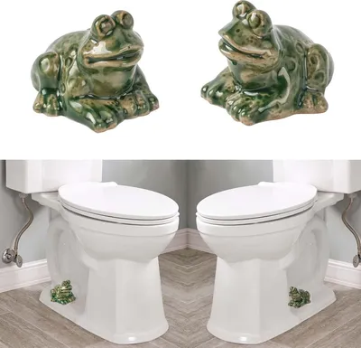 Produktbild von WC-Bolzenkappen, dekorative WC-Bolzenabdeckungen mit Schildkrötenmotiv aus Porzellan, niedliche WC-Bolzenabdeckungen für eine dekorative Badezimmergestaltung, einfache Installation, Set mit 2 (2 Stück grüner Frosch)