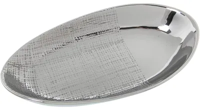 Ovale Keramikschale, silber, 36 x 20 x 6 cm