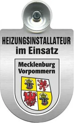 Produktbild von Einsatzschild mit Saugnapf - Heizungsinstallateur - im Einsatz incl. Regionenwappen nach Wahl 393817 Color - Region Mecklenburg-Vorpommern