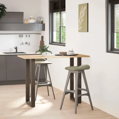 Image de vidaXL Pieds de table de bar en U 2 pcs. Acier naturel 40x(100-101) cm Acier