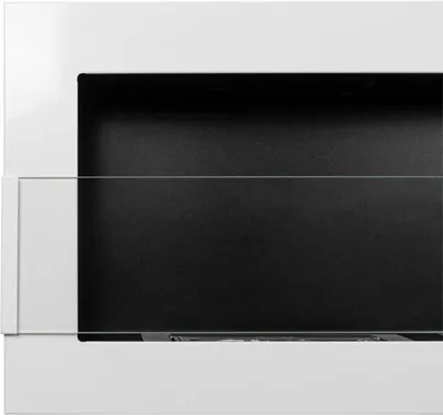 Produktbild von Biokamin mit glas ethanokamin 120x40cm Bioethanolkamin zum direkten Aufhängen an der Wand oder zur Montage in einer Wandöffnung Wandkamin in Weiß