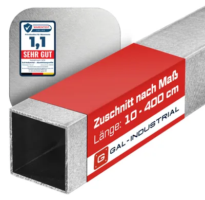 Produktbild von Aluminiumprofil SATINIERT 15x15x1mm 10 cm Vierkantrohr nach Maß