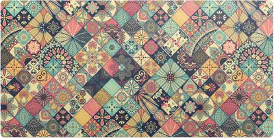 Obrázek produktu pro Kvetinový Patchwork – Podložka na stůl – Psací podložka – 100x50 cm – Kancelářská podložka – Ochranná podložka – Protiskluzová podložka