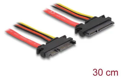 Productafbeelding van DELOCK 83803, 0,3 m, SATA I, SATA 22-pins, SATA 22-pins, mannelijk/vrouwelijk, zwart, rood, geel