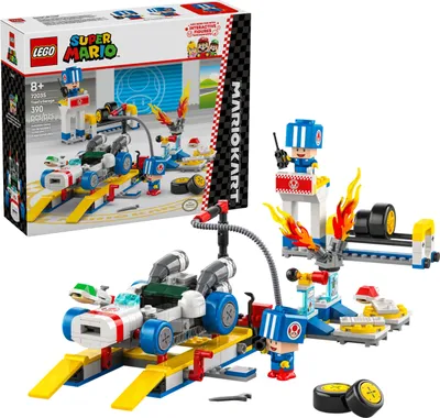 Productafbeelding van LEGO Super Mario: Mario Kart – Werkplaats van de Toads, Nintendo-personage, aanpasbaar speelgoed, avontuurset, cadeau voor jongens, meisjes en gamers vanaf 8 jaar, 72035