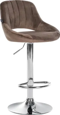 Produktbild von CLP Barhocker Milet Samtbezug höhenverstellbar drehbar mit Rückenlehne braun Gestell Farbe chrom