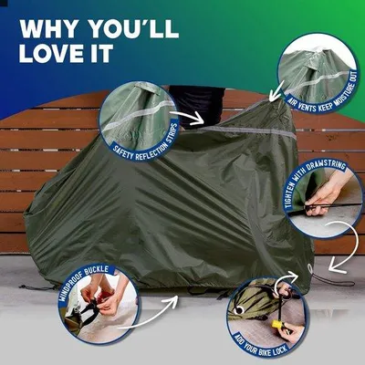 Immagine prodotto di Copertura impermeabile per bicicletta con catarifrangenti, resistente alle intemperie, per 1 bicicletta, nera