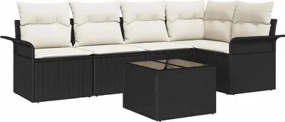 Immagine prodotto di vidaXL Set di divani da giardino con cuscini 6 pezzi in polirattan nero