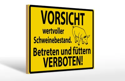 Produktbild von Holzschild Warnschild 30x20cm Wertvoller Schweinebestand
