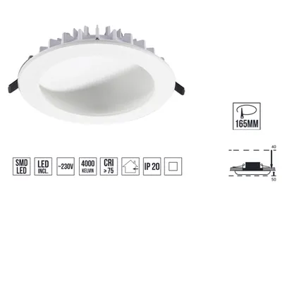 Immagine prodotto di Luce da incasso LED DOMES 20W/4000K, bianco alluminio, Ø175, W: 50
