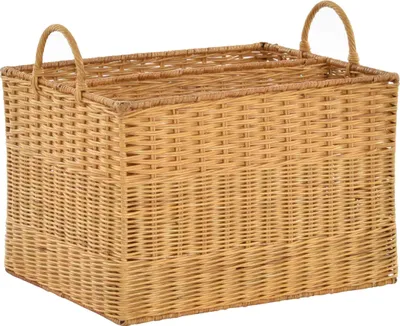Produktbild von KRINES HOME Praktischer Zeitungsständer / Quadratischer Magazinsammler aus natürlichem Rattan in der Farbe Honig