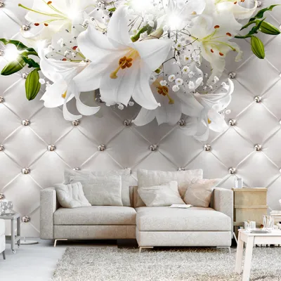 Produktbild von Fototapete selbstklebend Blumen Lilien 294x210 cm Tapete Wandtapete Wandbilder Klebefolie Dekofolie Tapetenfolie Wand Dekoration Wohnzimmer - Lederoptik f-C-0165-a-a