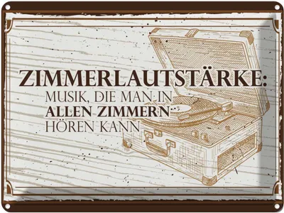 Produktbild von vianmo Blechschild 30x40 cm Zimmerlautstärke: Musik, die man in Spruch Zitat