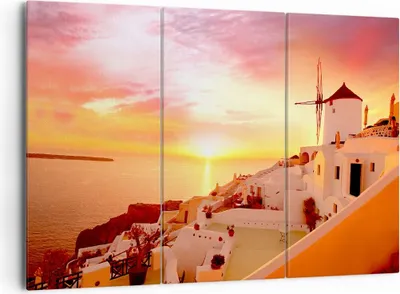 Produktbild von Bild auf Leinwand - Leinwandbild - Santorini Griechenland Urlaub - 165x110cm - Wand Bild - Wanddeko - Leinwanddruck - Bilder - Kunstdruck - Leinwand bilder - Wandkunst - CE165x110-2691