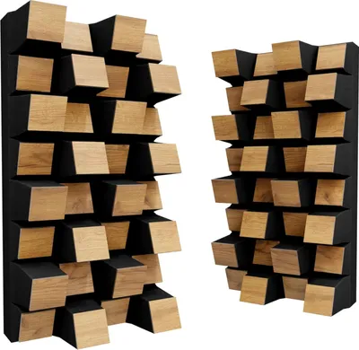 Obrázek produktu pro Sada 8 kusů – Akustický difuzor | 2D difúze a absorpce zvuku | 50x25 cm | Regulace hluku a redukce ozvěny | [Sirius-HALF | Dub]