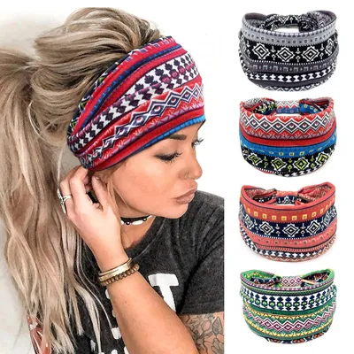 Imagen del producto de Diadema elástica para mujer, ancha, de 4 unidades, ideal para yoga
