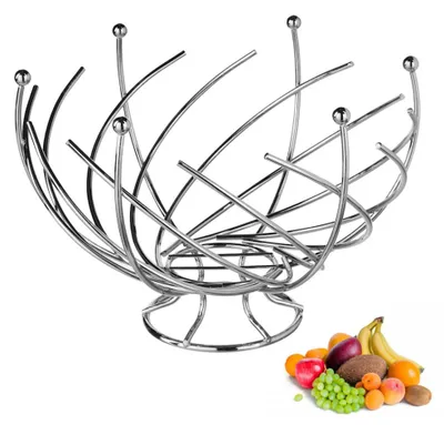Produktbild von Famanu Obstschale Rund - Dekorative Fruchtpräsentation - Metall - 30 x 30 x 21 cm - Silber