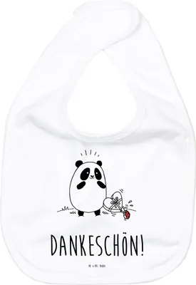 Produktbild von Mr. & Mrs. Panda Lätzchen Panda Dankeschön - Weiß - Geschenk, Sabberlätzchen, Schlabberlatz, Babylätzchen, Für Babys, Sabber