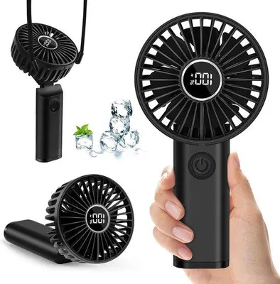 Obrázok produktu pre Malý prenosný ručný ventilátor s USB-C, 3600 mAh, čierny