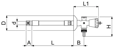 Image de Robinet extérieur FROST-TEC, modèle RB+RV, longueur 380-620 mm, diamètre nominal DN15, matériau : ABS. Robinet à boîtier étanche