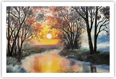 Produktbild von Poster - Poster ohne Rahmen - Fluss Sonne Bäume - 91,5x61 cm - Wand Bild - Wanddeko - Wandbilder - Kunstposter - Wandposter - Bilder - Kunstdruck - Wanddekoration - Wandbild - P2XAA91x61-4190