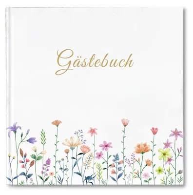 Gästebuch blanko, 21x21 cm, Hardcover, 44 Seiten, 40 Sticker