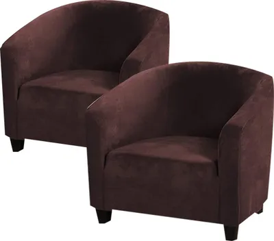 Produktbild von (2PCS Braun) Club Stuhl Schonbezug, High Stretch Samt Badewanne Stuhlhussen Sessel Sofabezug Schonbezug Möbelschutz Soft Couch Bezüge
