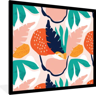 Produktbild von MuchoWow® MuchoWow® Gerahmtes Poster Dschungel - Blätter - Abstrakt 40x40 cm - Poster mit zchwarzem Bilderrahmen - Mit Rahmen - Wanddekoration Schlafzimmer