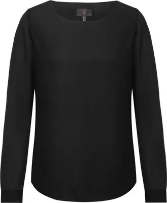 Produktbild von Greiff CHIFFON Damen Chiffon-Bluse Langarm Rundhals Regular Schwarz 36
