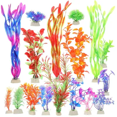 Immagine prodotto di 17 piante artificiali per acquario, con colori realistici