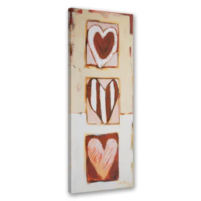 Produktbild von Leinwandbild Drei Herzen 30x90 Feeby Beige bild für die wand bereit zum aufhängen
