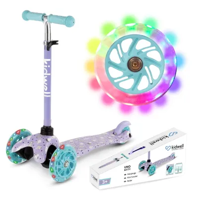Immagine prodotto di Monopattino a tre ruote COIL, monopattino per bambini, monopattino per bambini, monopattino di equilibrio a tre ruote, monopattino da città, cuscinetti ABEC-7, regolazione del volante a 3 stadi, ruote a LED, Kitty