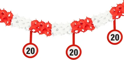 Produktbild von Rot-weiße Girlande – Dekoration für das 20. Jubiläum