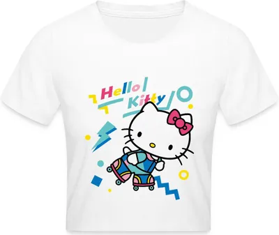 Produktbild von Spreadshirt Hello Kitty 90er Stil Mit Rollschuhen Crop Top, S, Weiß