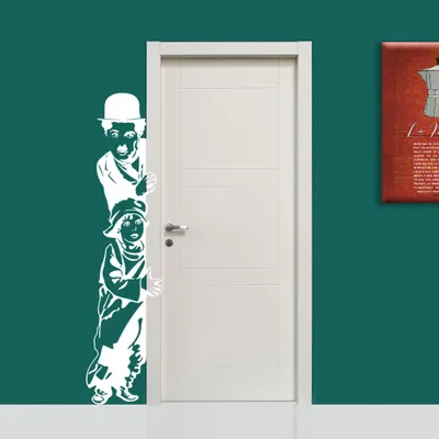 Produktbild von Charlie Chaplin - Wandaufkleber Wandsticker aus Vinyl 45x185 cm Weiß