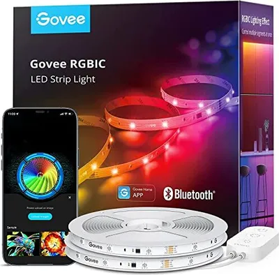 Produktbild von Govee RGBIC LED -Streifen 20 m, Segmentsteuerung, Musiksynchronisation, 64 Szenenmodi, steuerbar über App -Farbwechsel, geeignetes Heimschlafzimmer, 2