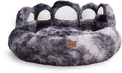 Image de Lit pour animal doux et moelleux, rond, XS, 50 cm, gris foncé