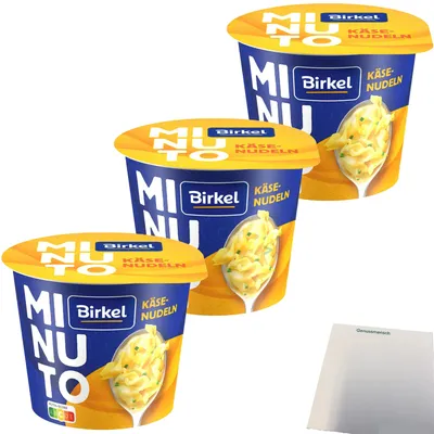 Produktbild von Birkel Minuto Käse-Nudeltopf 3er Pack (3x70g Packung) + usy Block