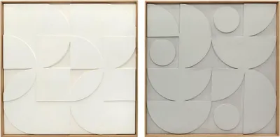 Immagine prodotto di Set di decorazioni murali geometriche 3D, 2 pezzi, 80x80 cm, bianco
