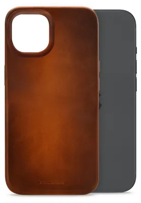 Produktbild von Mobilize Premium iPhone 15 MagSafe Hülle Echtes Leder Backcover - Burned Cognac